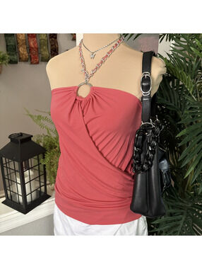 y2k coral chain halter top